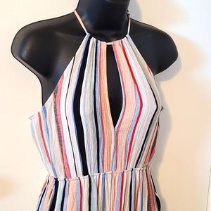 F21 Striped Jumpsuit with Pockets